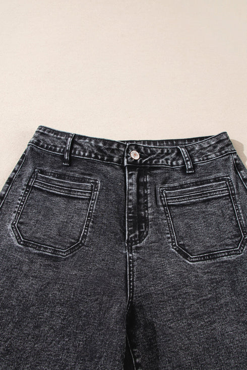 Patch Pocket Straight Leg Loose Fit Jeans